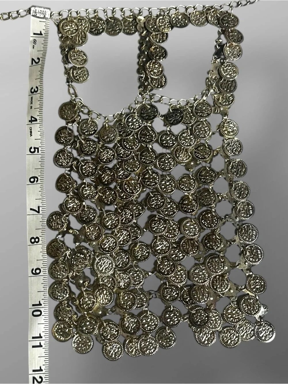 Egyptian Style Silver Chain Face Veil Tribal Belly Dance Festival Mask